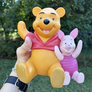 Winnie the Pooh Piggy Bank - Pooh And Piglet, Hard Vinyl Plastic with Stopper 6"